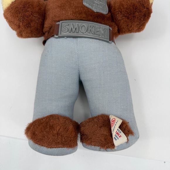 Vintage Ideal Toy Smokey Bear Plush Forest Park Ranger Badge Belt Buckle USA - Picture 5 of 16